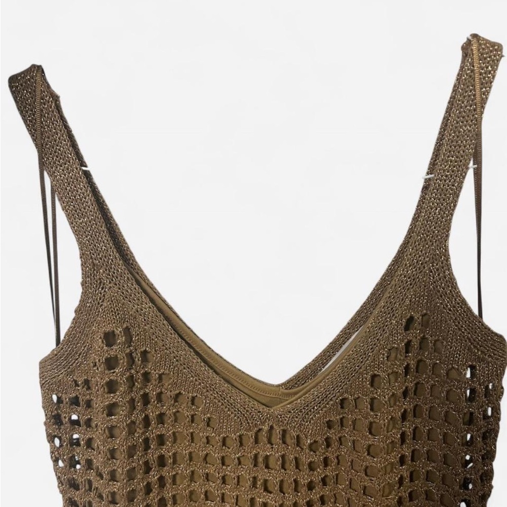 Brown Crochet Maxi Dress - Picture 2 of 4
